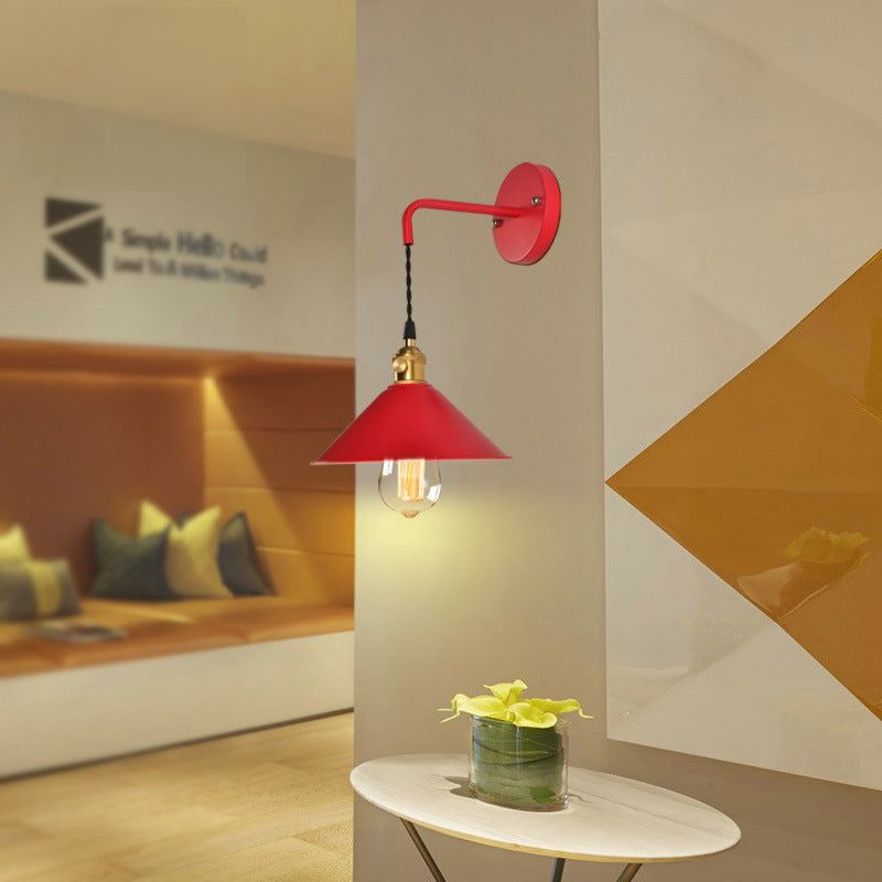 Modern Creative Hanging Wall Lamp Copper Tapered Macaroon Wall Light with Wrought Iron Shade