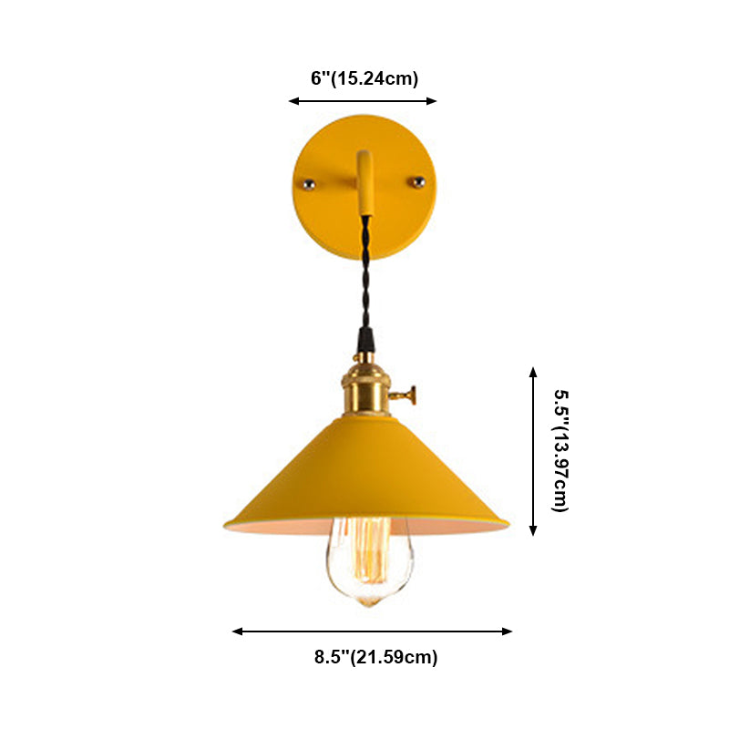 Modern Creative Hanging Wall Lamp Copper Tapered Macaroon Wall Light with Wrought Iron Shade