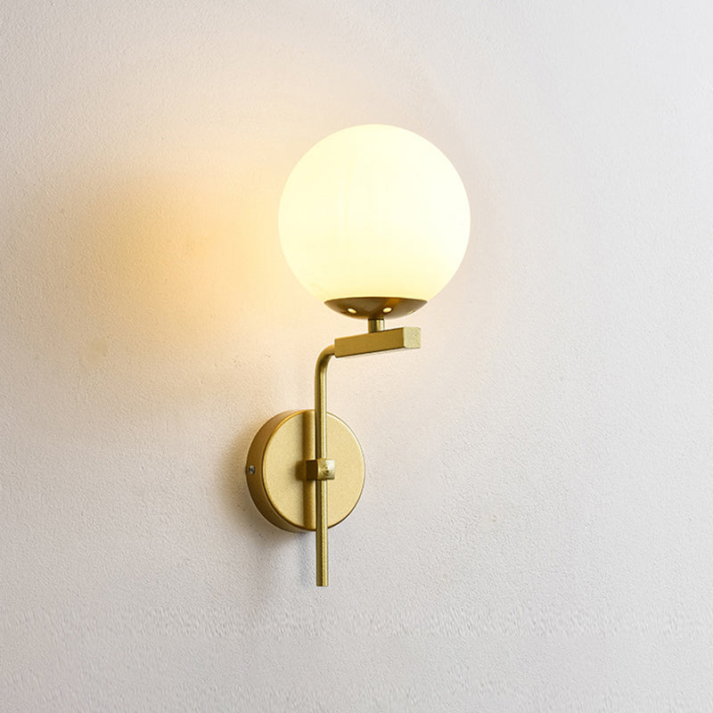 Iluminación de pared de sombra esférica de estilo nórdico 1 luces lámpara de apliques para dormitorio