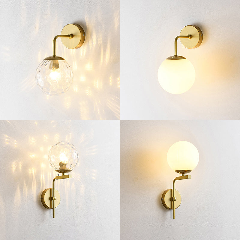 Iluminación de pared de sombra esférica de estilo nórdico 1 luces lámpara de apliques para dormitorio