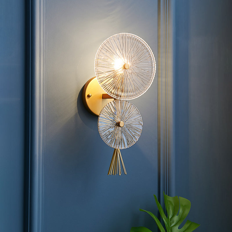 Double Circle Shade Wall Lighting Postmodern Style Glass 1 Lights Sconce Lamp