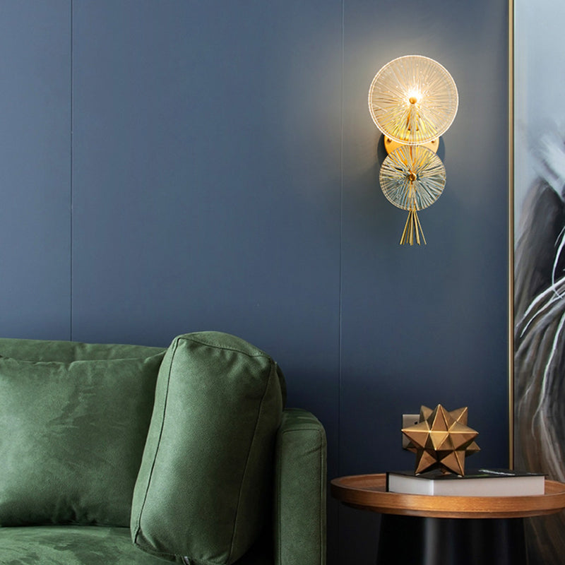 Double Circle Shade Wall Lighting Postmodern Style Glass 1 Lights Sconce Lamp