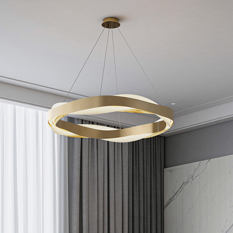 Metalen cirkelvormige kroonluchter verlichtingsarmaturen moderne stijl 1-licht hangende lamp in goud
