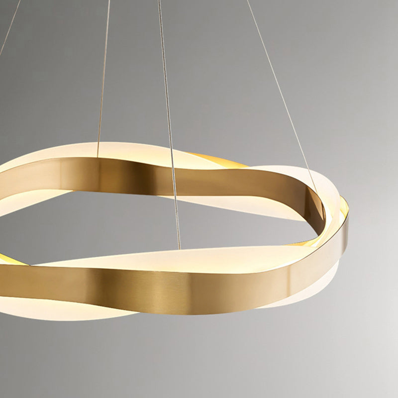Metalen cirkelvormige kroonluchter verlichtingsarmaturen moderne stijl 1-licht hangende lamp in goud