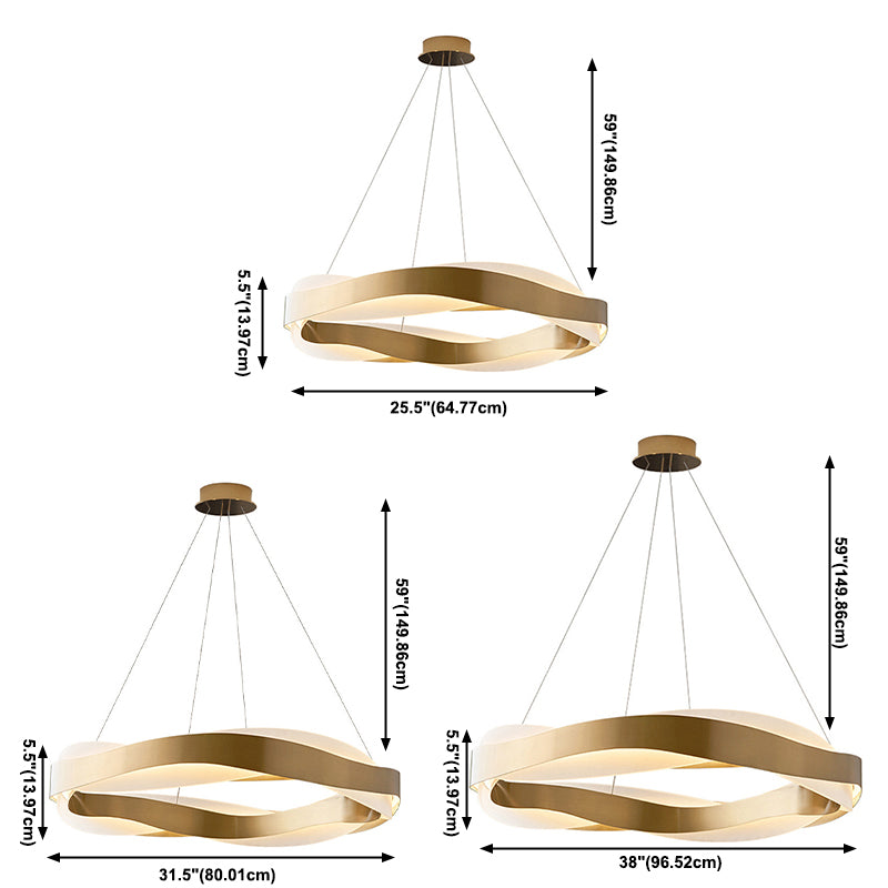 Metalen cirkelvormige kroonluchter verlichtingsarmaturen moderne stijl 1-licht hangende lamp in goud