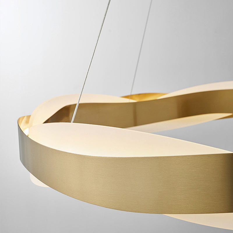 Metalen cirkelvormige kroonluchter verlichtingsarmaturen moderne stijl 1-licht hangende lamp in goud