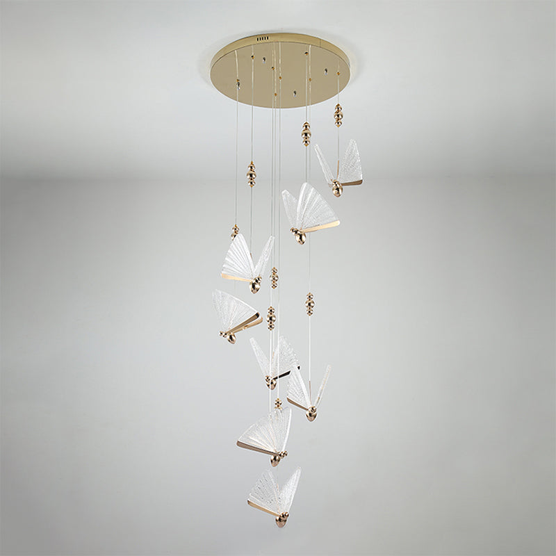 Lámparas colgantes de mariposa acrílica en moderna iluminación colgante de metal LED de estilo creativo