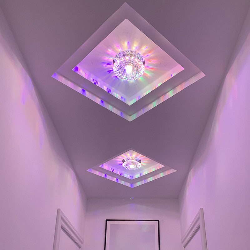 Modern Mini Crystal Ceiling Light Hallway LED Flush Mount Lamp with Hole 1.9-3.2" Dia