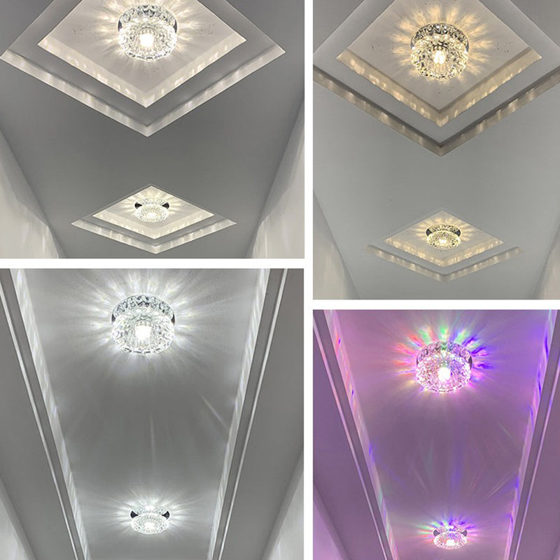 Modern Mini Crystal Ceiling Light Hallway LED Flush Mount Lamp with Hole 1.9-3.2" Dia