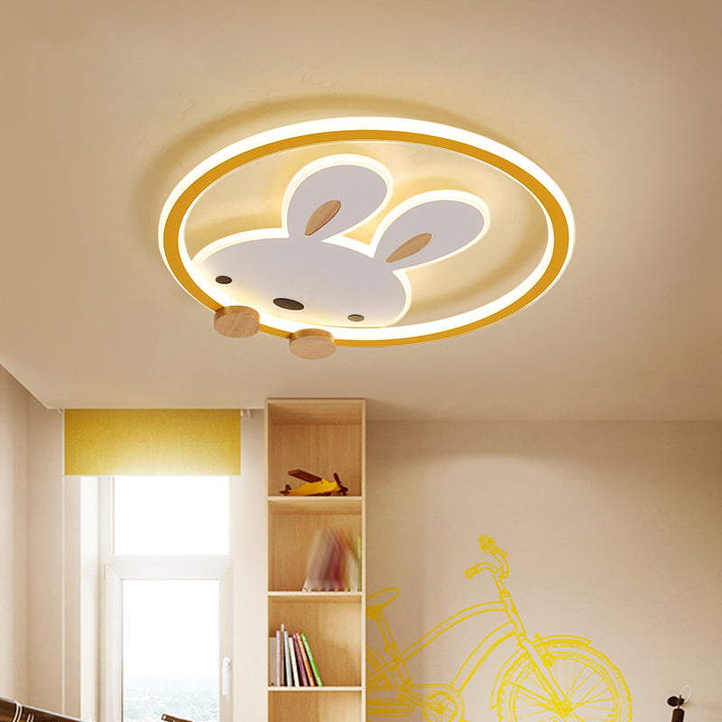 Rabbit Modern LED Ceiling Lamp Acrylic Shade Flush Mount Light Fixture for Children's Room