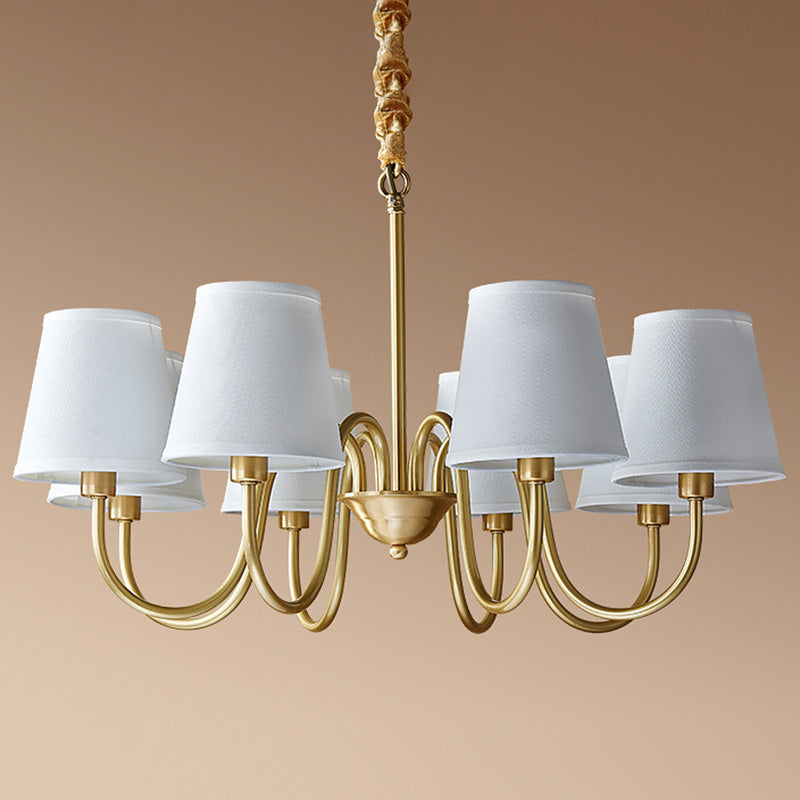 Accesorios de iluminación de lámpara de múltiples cabezas de estilo americano Luz de suspensión con sombra de tela blanca