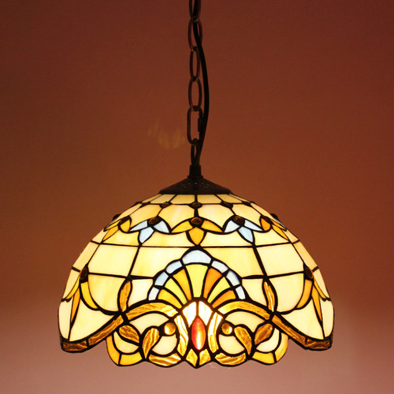 Tiffany Style Pendant Lamp with Glass Shade Dinning Room Suspension Lighting Fixture