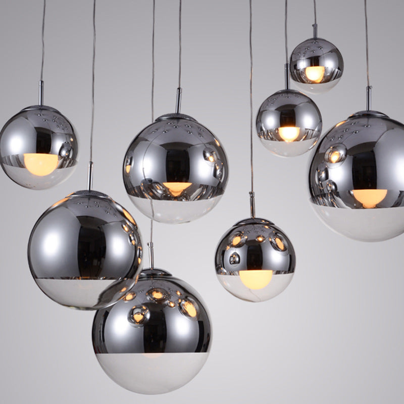 Moderner Glasglasanhänger Light Globe Platting Spiegelte hängende Licht für die Nachtstange
