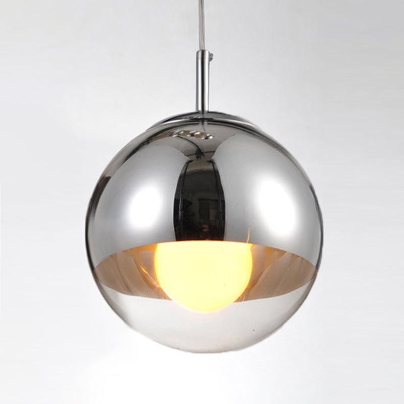 Modern Style Glass Pendant Light Globe Platting Mirrored Hanging Light for Bedside Bar
