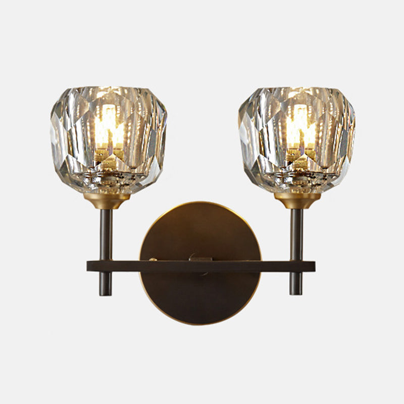 Ball Shape Sconce Light Fixture Post-Modern Style Beveled Crystal Wall Lights