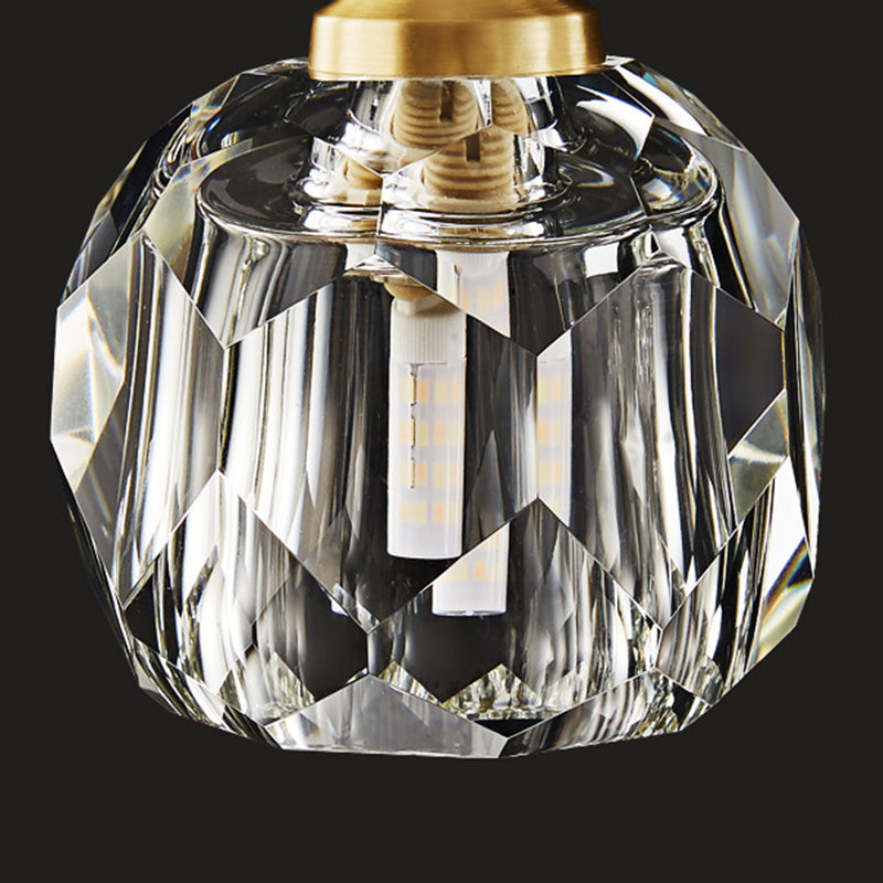 Ball Shape Sconce Light Fixture Post-Modern Style Beveled Crystal Wall Lights