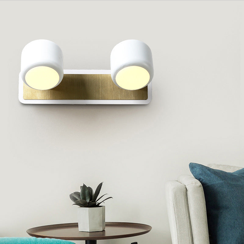 Nordic Style Drum Vanity Lamp Metal Bathroom Rotatable LED Wall Light Fixture