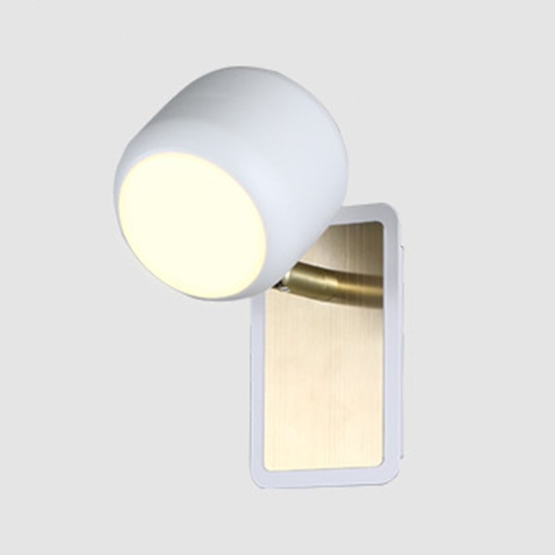 Nordic Style Drum Vanity Lamp Metal Bathroom Rotatable LED Wall Light Fixture