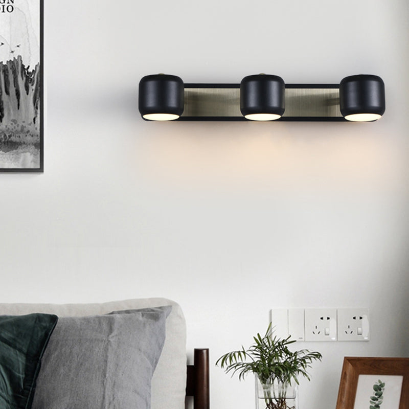 Nordic Style Drum Vanity Lamp Metal Bathroom Rotatable LED Wall Light Fixture