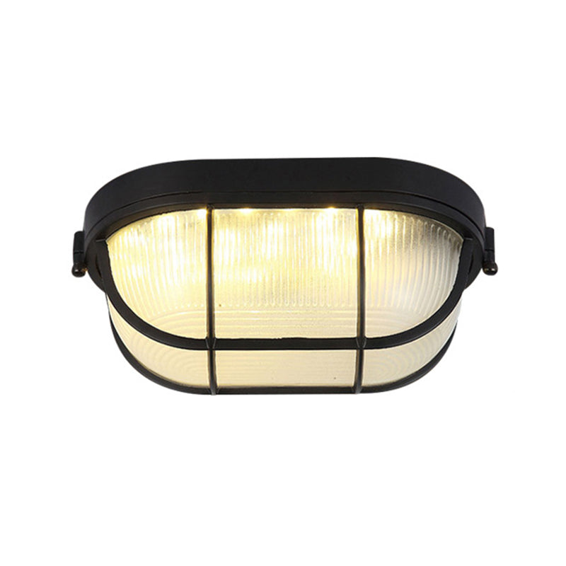 Retro Geometric Flush Mount Lamp Metallic LED Ceiling Light for Outdoor