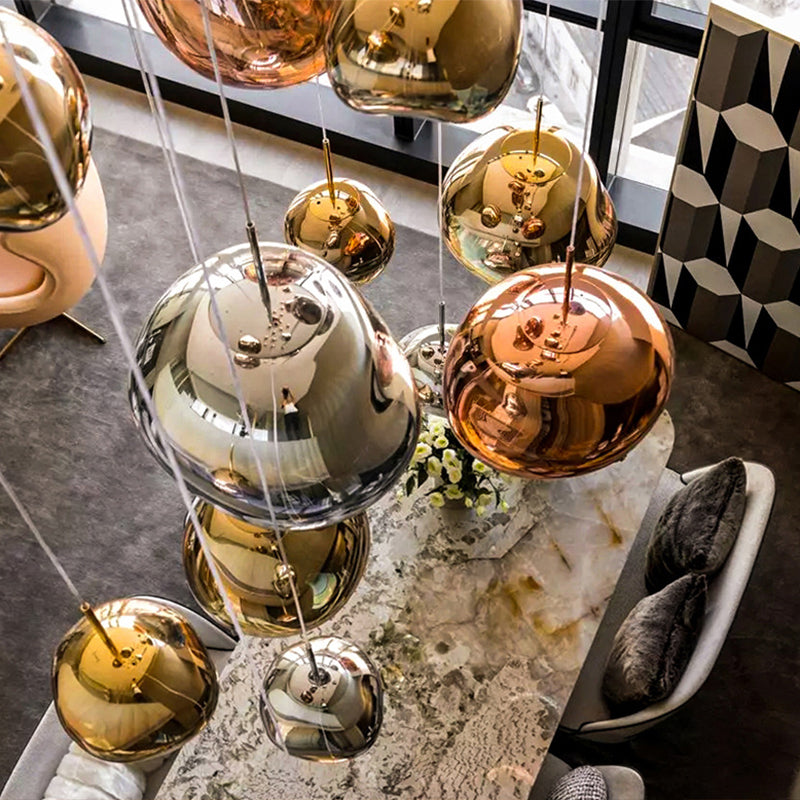 Single-Bulb Suspension Light Nordic Round Hanging Lamp Fixture for Dining Room Restaurant