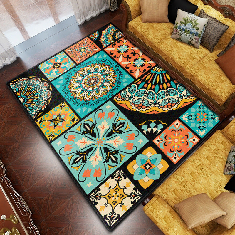 Brown Retro Carpet Polyester Graphic Carpet Stain Resistant Carpet for Home Decor