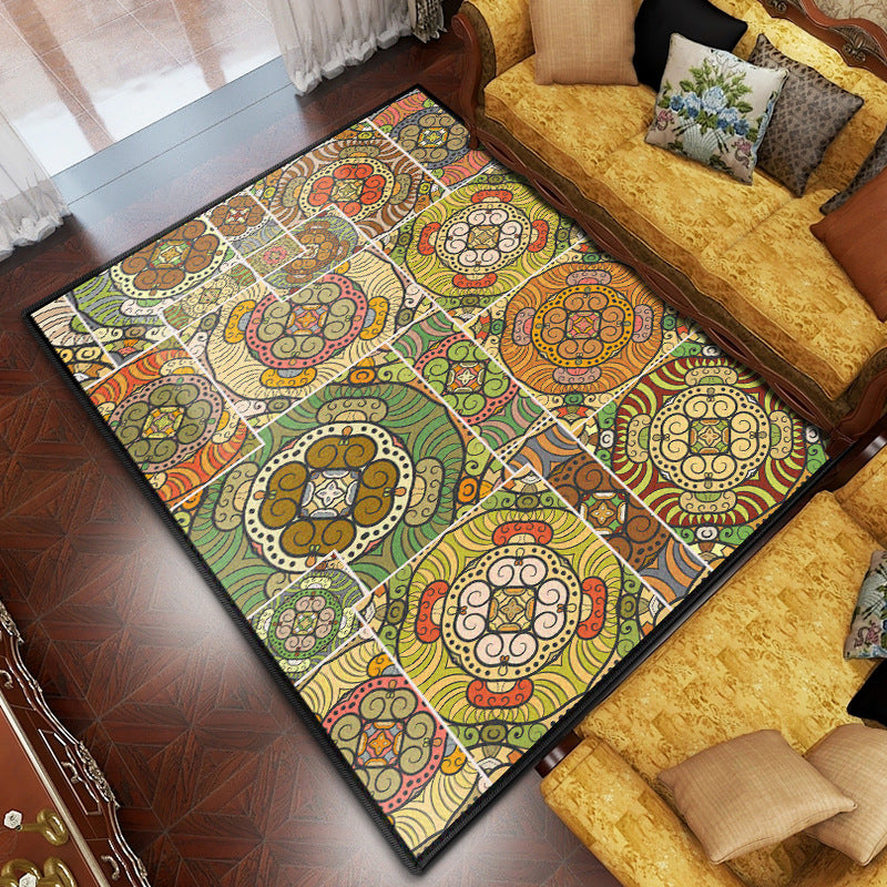 Brown Retro Carpet Polyester Graphic Carpet Stain Resistant Carpet for Home Decor