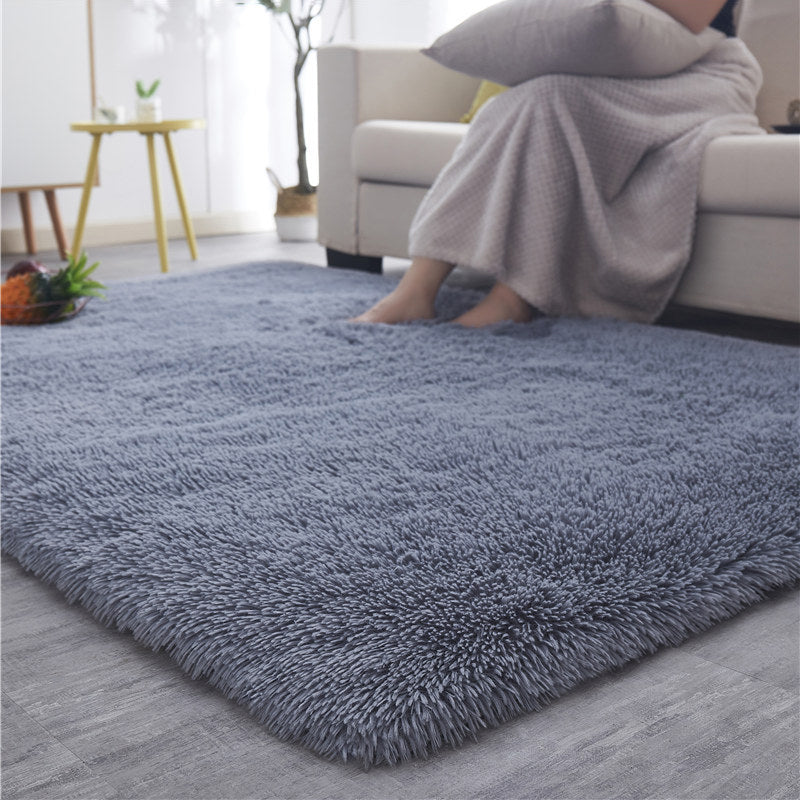 Modern Plain Carpet Minimalist Washable Rug Polyester Shag Rug with Non-Slip Backing