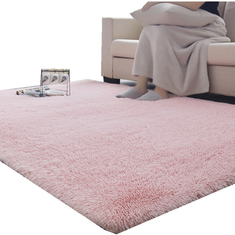 Modern Plain Carpet Minimalist Washable Rug Polyester Shag Rug with Non-Slip Backing