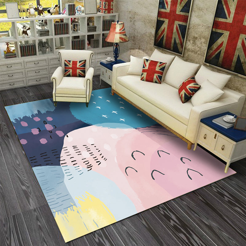 Pink Nordic Rug Polyester Color Piece Rug Washable Indoor Rug for Home Decor
