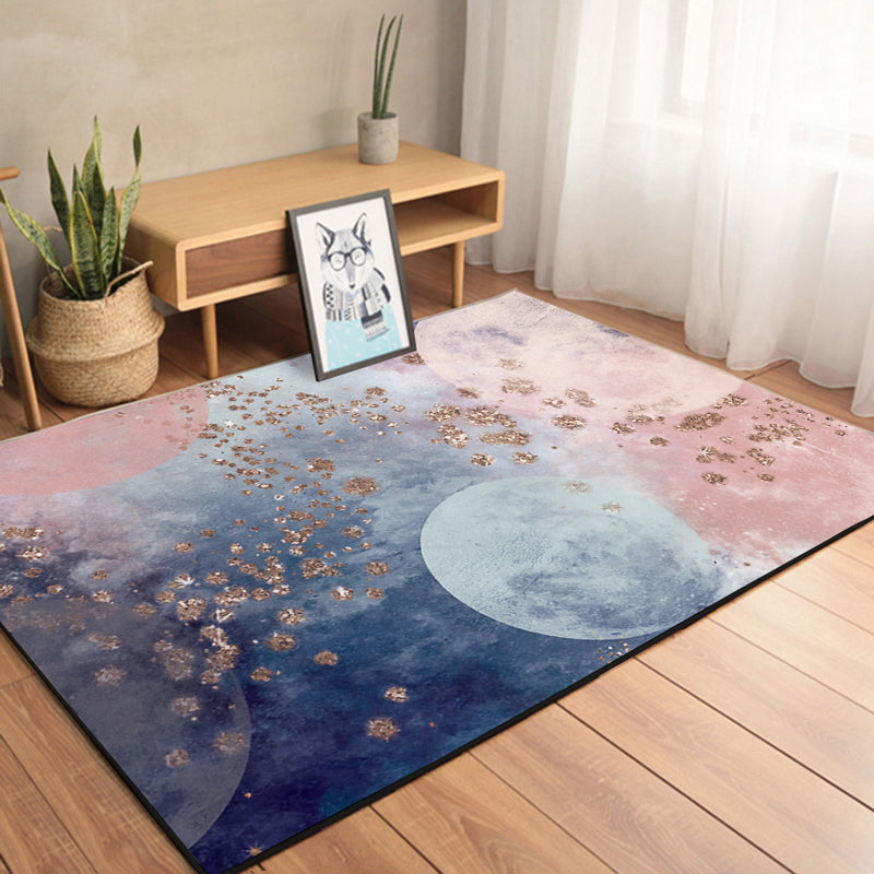 Pink Nordic Rug Polyester Color Piece Rug Washable Indoor Rug for Home Decor