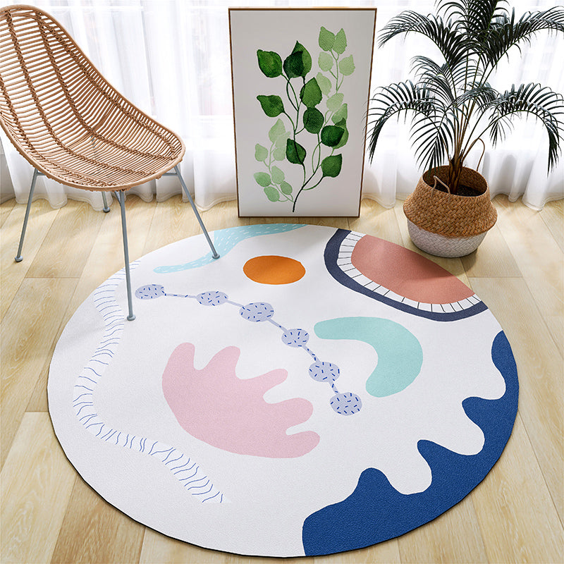 Light Pink Striped Rug PVC Minimalist Rug Non-Slip Backing Rug for Home Decor