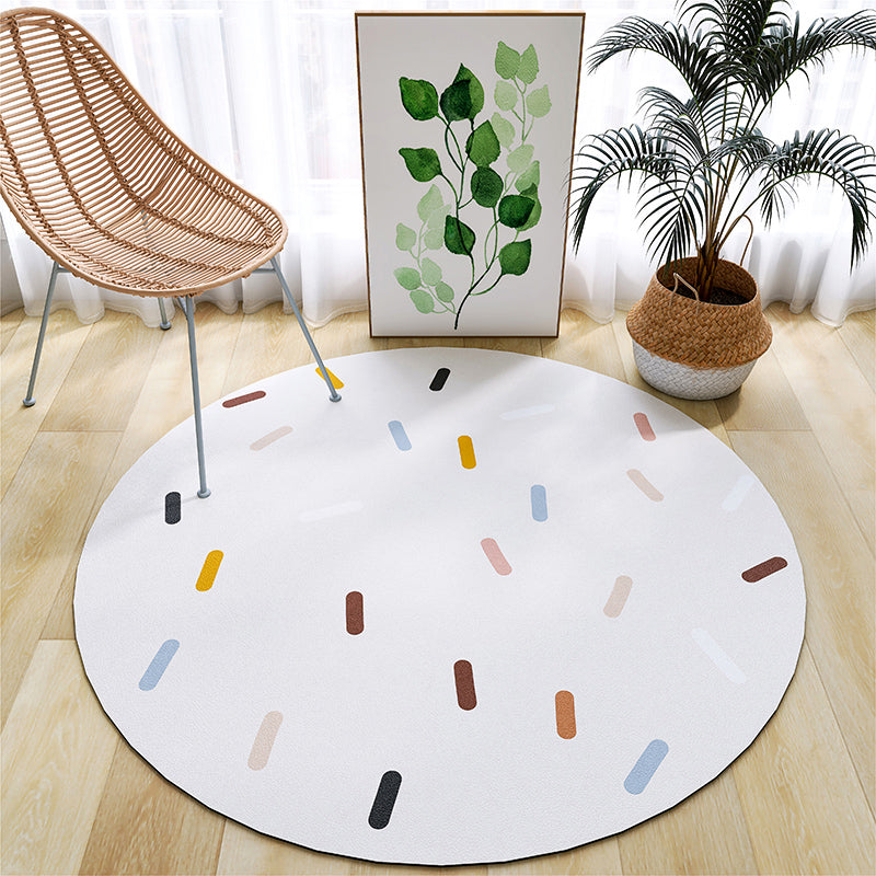 Light Pink Striped Rug PVC Minimalist Rug Non-Slip Backing Rug for Home Decor