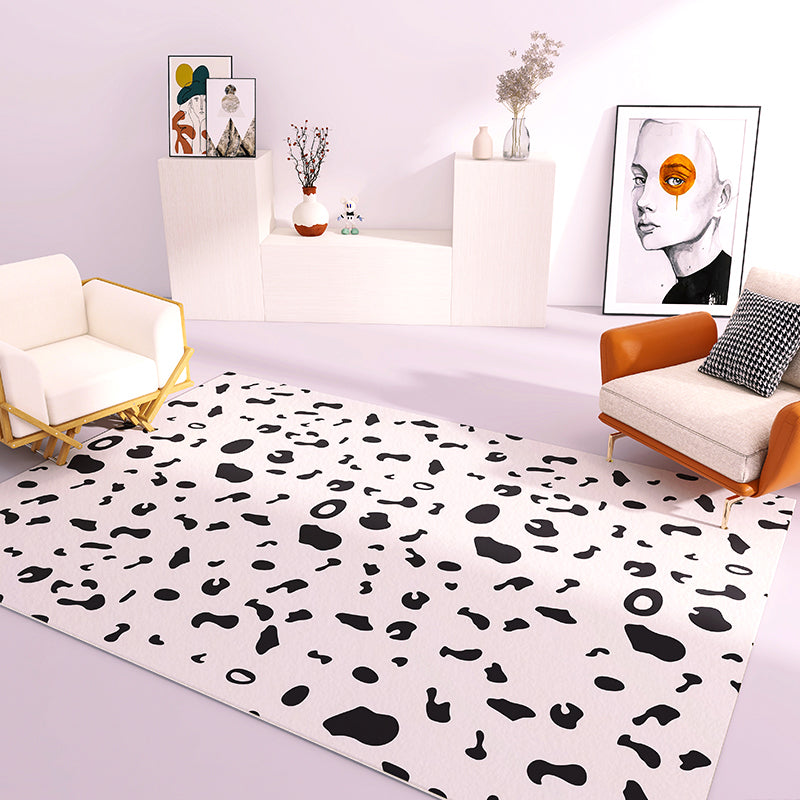 Black Modern Rug Polyester Color Lump Rug Non-Slip Backing Rug for Drawing Room