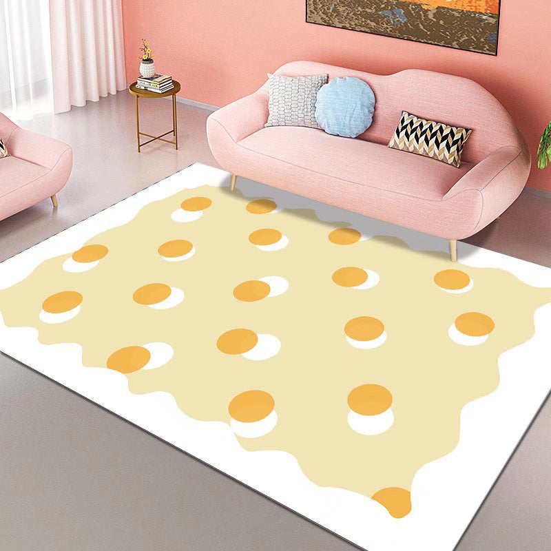 Orange Modern Rug Polyester Striped Indoor Rug Non-Slip Backing Rug for Home Decor