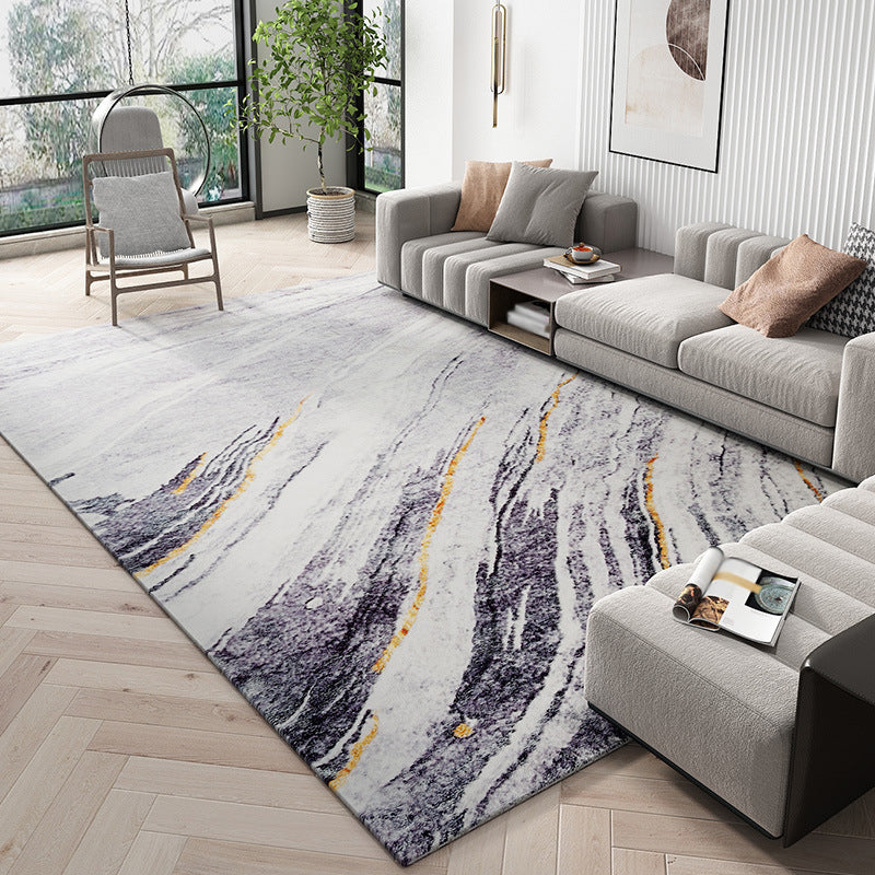 Grey Modern Area Rug Abstract Pattern Polyester Area Carpet Easy Care Rug for Home Decor