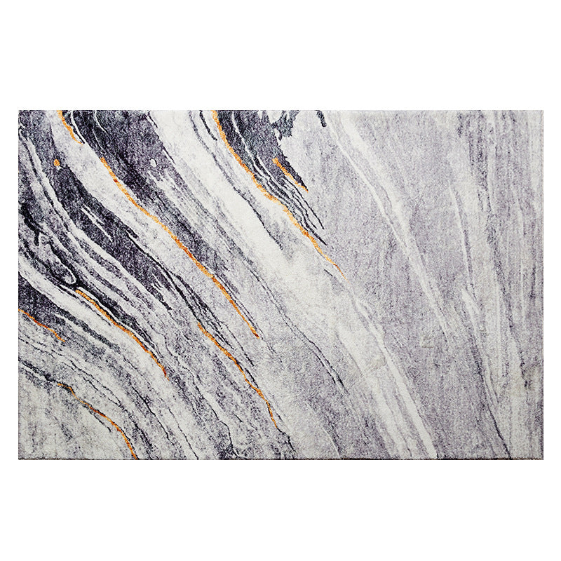 Grey Modern Area Rug Abstract Pattern Polyester Area Carpet Easy Care Rug for Home Decor