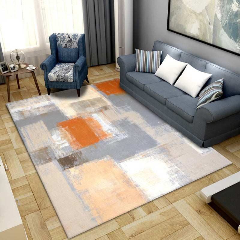 Yellow Modern Rug Polyester Abstract Graphic Rug Non-Slip Backing Rug for Living Room