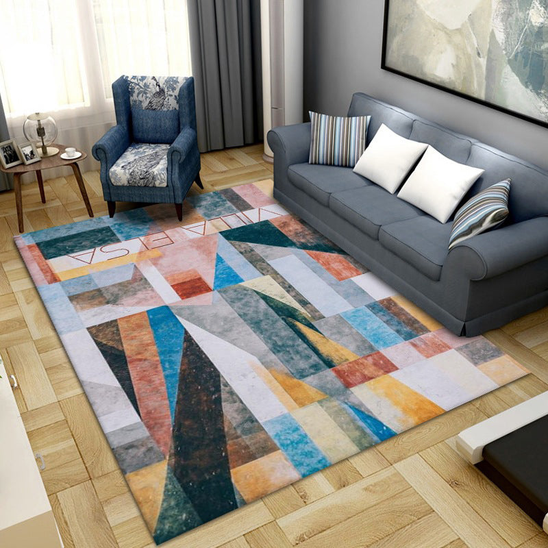 Yellow Modern Rug Polyester Abstract Graphic Rug Non-Slip Backing Rug for Living Room