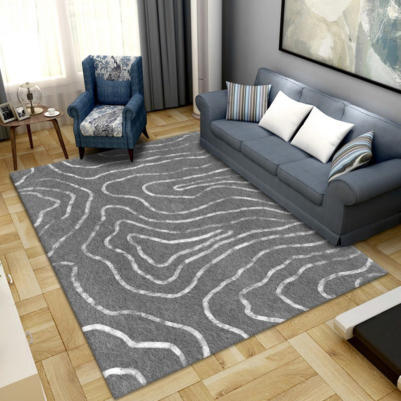 Yellow Modern Rug Polyester Abstract Graphic Rug Non-Slip Backing Rug for Living Room