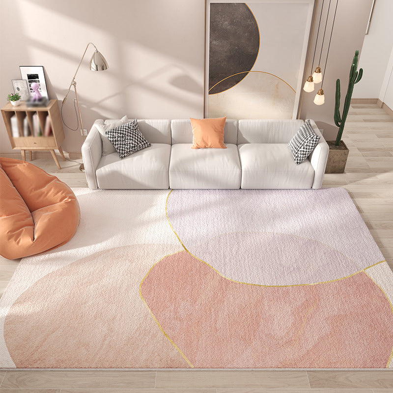 Pink Modern Rug Polyester Color Lump Rug Washable Area Rug for Living Room