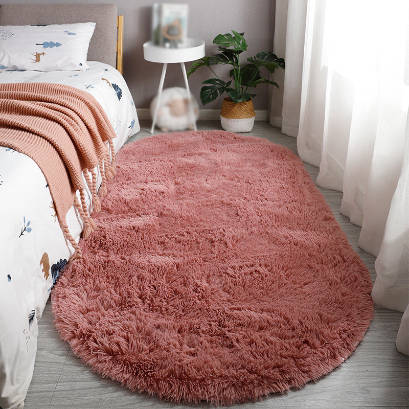 Contemporary Indoor Rug Modern Plain Rug Polyester Washable Anti-Slip Shag Rug for Living Room