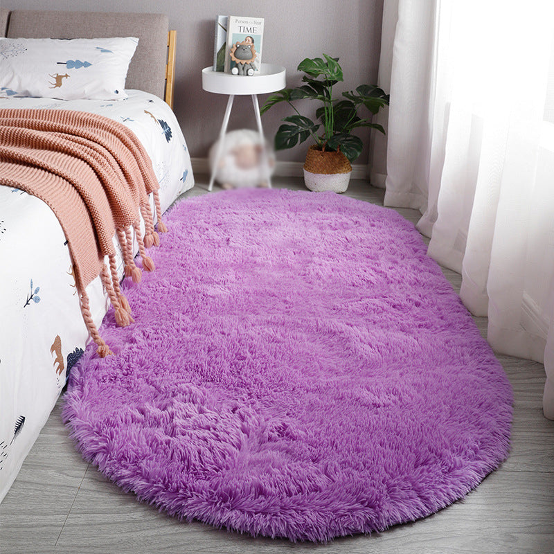 Contemporary Indoor Rug Modern Plain Rug Polyester Washable Anti-Slip Shag Rug for Living Room