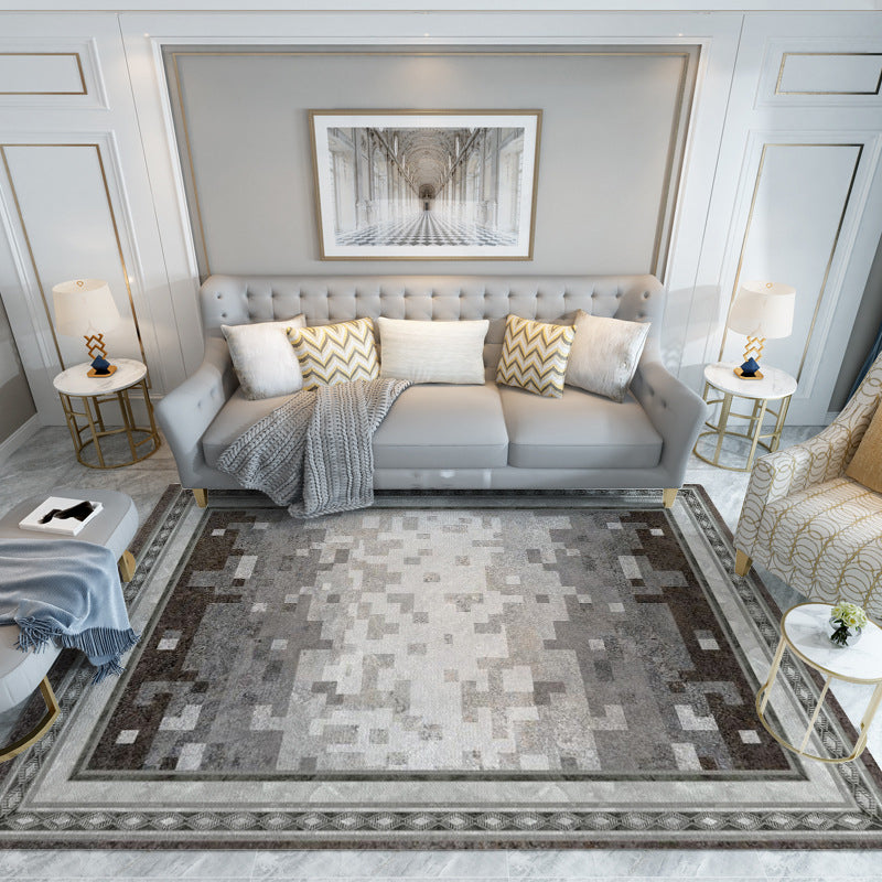 Light Brown Rug Polyester Cube Rug Washable Indoor Rug for Home Decoration