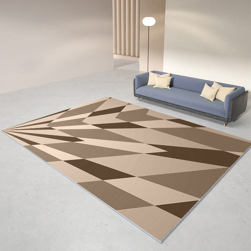 Black Modern Rug Polyester Diamond Rug Non-Slip Backing Rug for Living Room