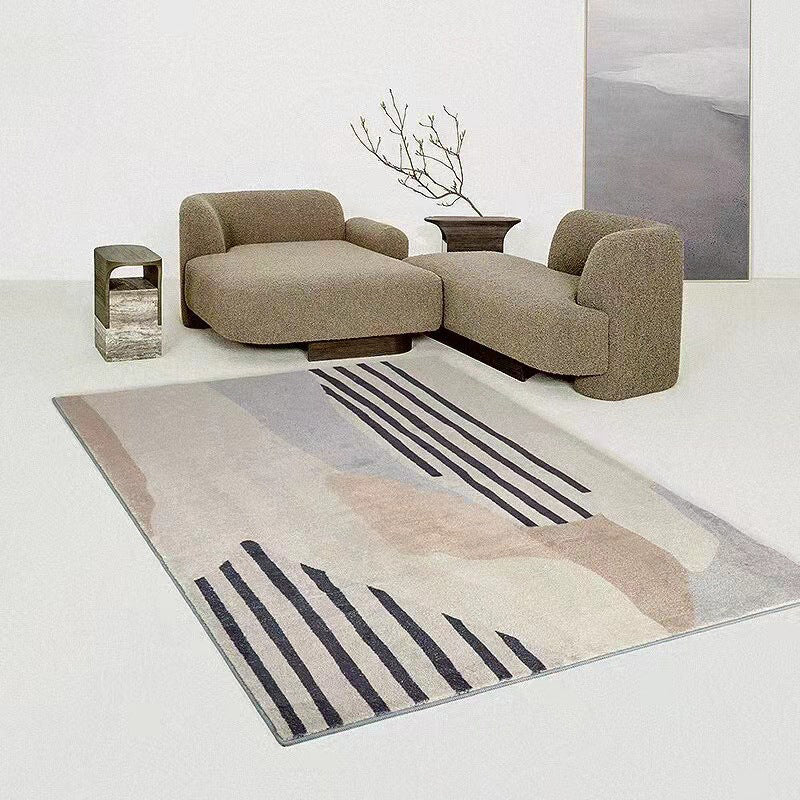 Fancy Stripe Print Teppich Freizeit Waschbarer Teppich Wohnzimmer Polyester Teppich mit rutschfestem Rücken