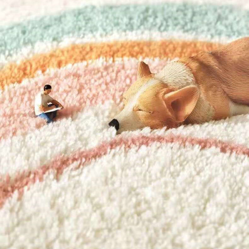 Fancy Stripe Print Teppich Freizeit Waschbarer Teppich Wohnzimmer Polyester Teppich mit rutschfestem Rücken
