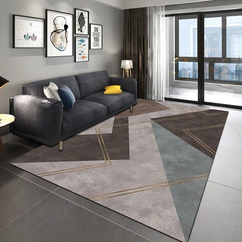 Gold Modern Rug Polyester Graphic Rug Washable Indoor Rug for Home Decor
