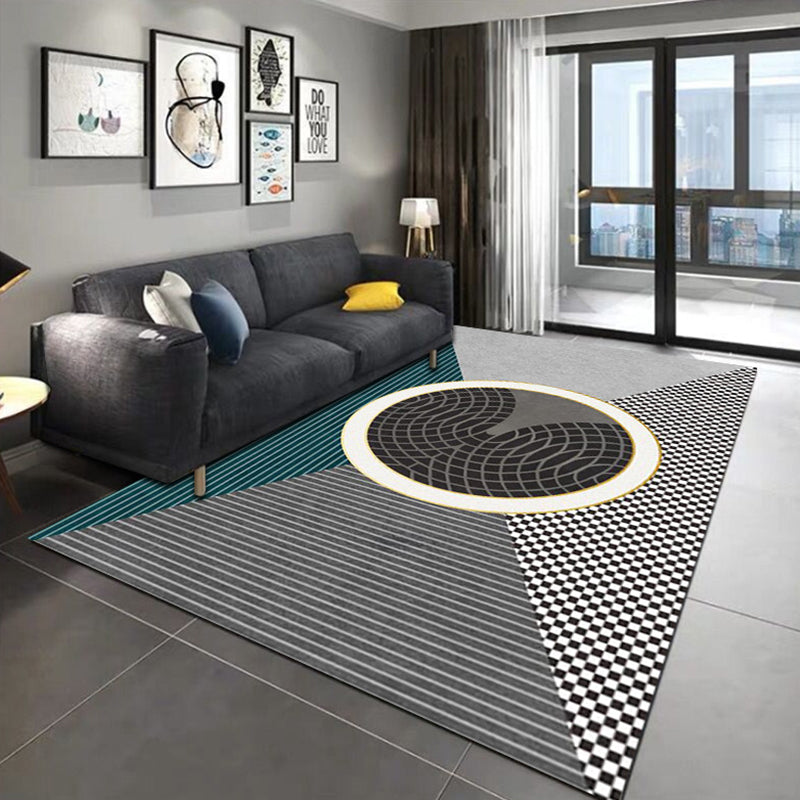 Gold Modern Rug Polyester Graphic Rug Washable Indoor Rug for Home Decor