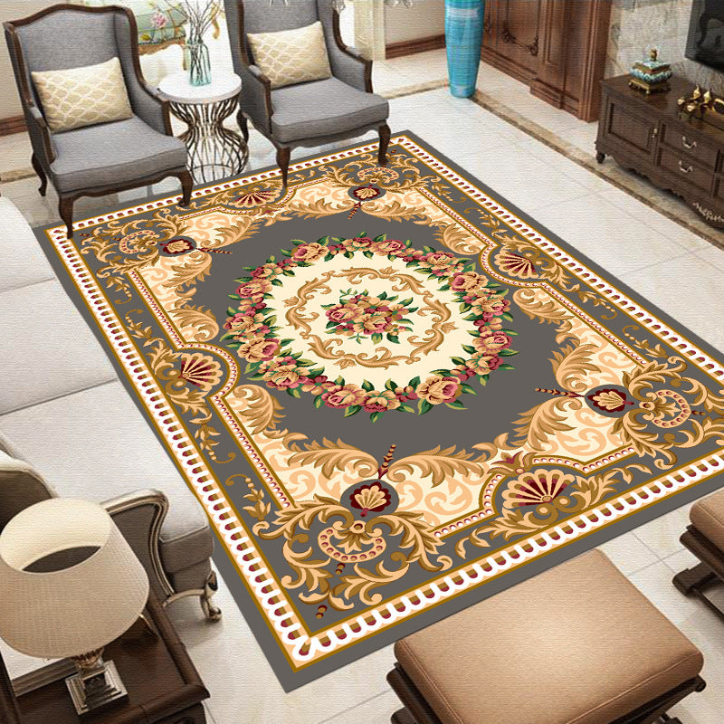 Modern European Area Rug Medallion Print Indoor Rug Washable Carpet with Non-Slip Backing